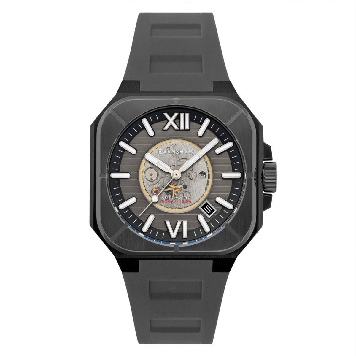 Earnshaw Armoury Automatic Skeleton Blue Square Luminous Hands Dial Men's Watch - ES-8258-02