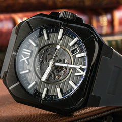 Earnshaw Armoury Automatic Skeleton Blue Square Luminous Hands Dial Men's Watch - ES-8258-02