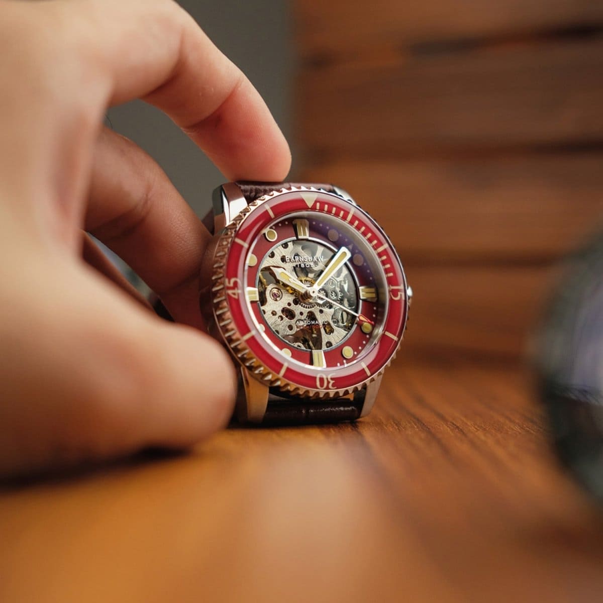 Earnshaw Admiral-Pole Automatic Skeleton Red Round Dial Men's Watch - ES-8185-01