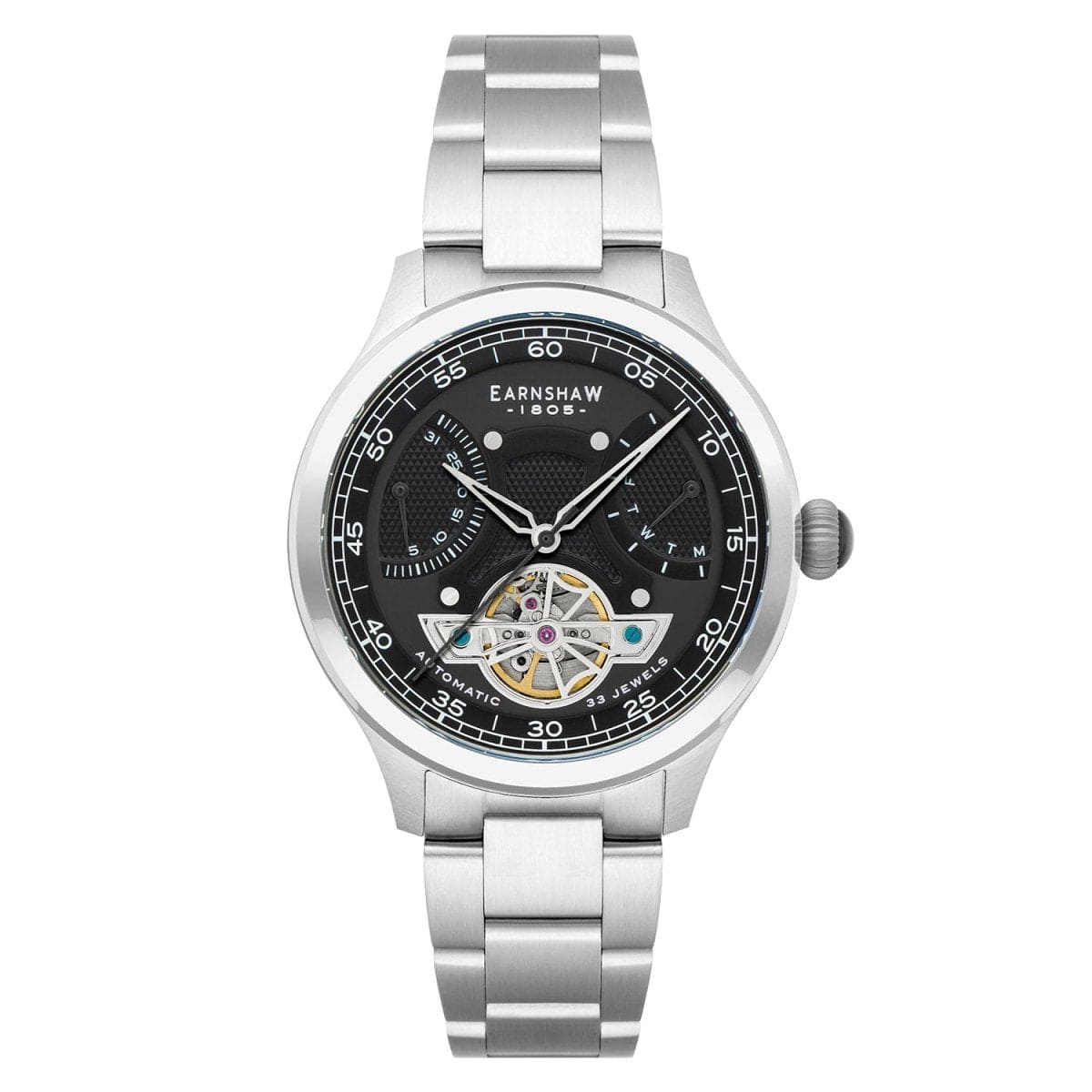 EARNSHAW Baron 33 Jewels Automatic Open Heart Multifunction Watch For Men's -ES-8191-11