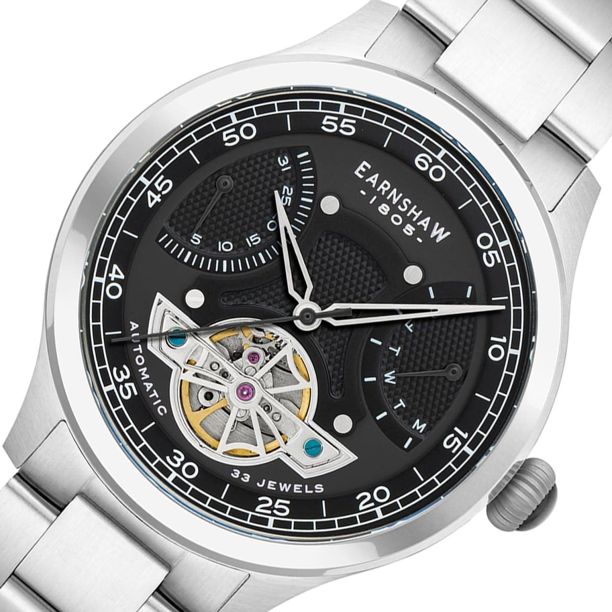 EARNSHAW Baron 33 Jewels Automatic Open Heart Multifunction Watch For Men's -ES-8191-11