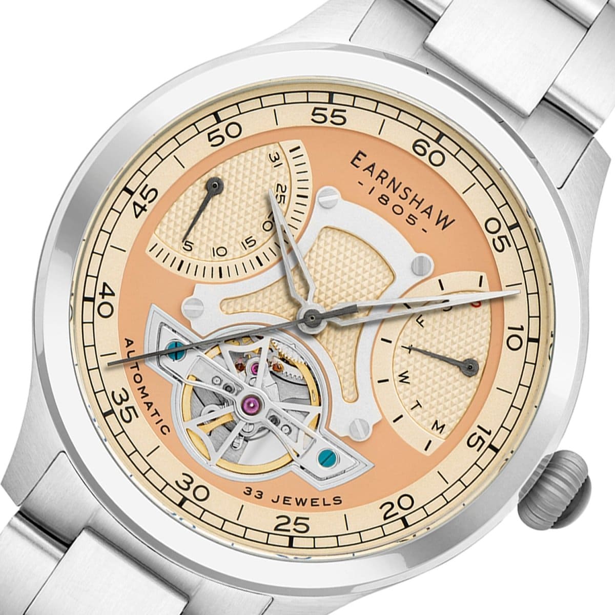 EARNSHAW Baron 33 Jewels Automatic Open Heart Multifunction Watch For Men's -ES-8191-33