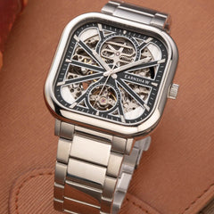 Earnshaw Paxton Automatic Skeleton 70 Hours Power Reserve Black Square Dial Men's Watch(Additional Strap) - ES-8211-11