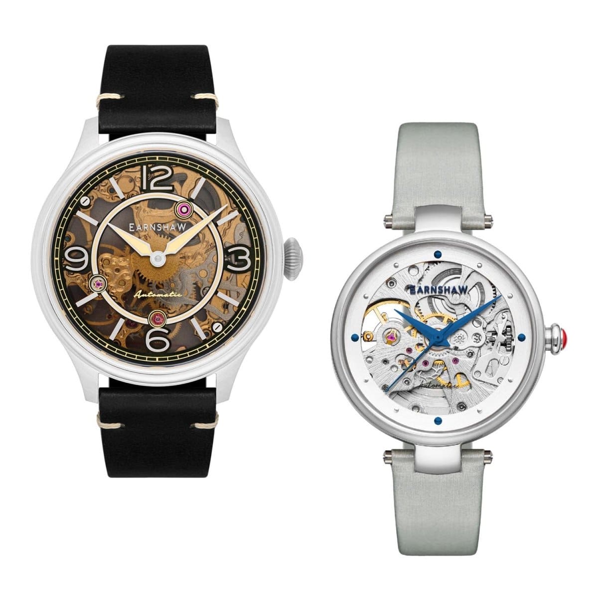 Earnshaw Baron and Charlotte Automatic Skeleton Round Dial Couple Watch - ES-8231-SET-01