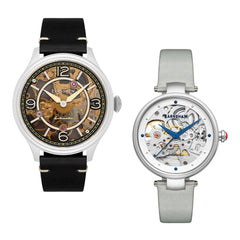 Earnshaw Baron and Charlotte Automatic Skeleton Round Dial Couple Watch - ES-8231-SET-01