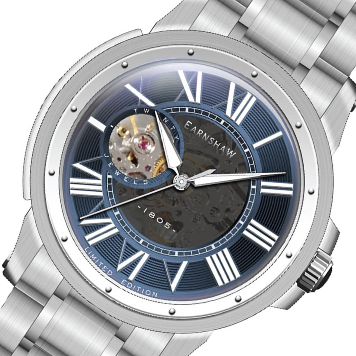 EARNSHAW Comet Limited Edition 20 Jewels Automatic Open Heart Watch For Men's -ES-8243-33