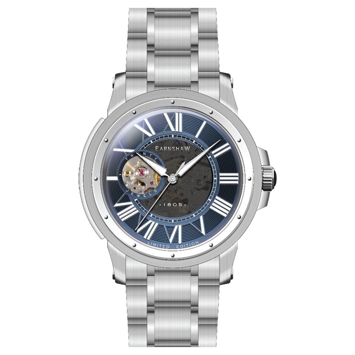 EARNSHAW Comet Limited Edition 20 Jewels Automatic Open Heart Watch For Men's -ES-8243-33