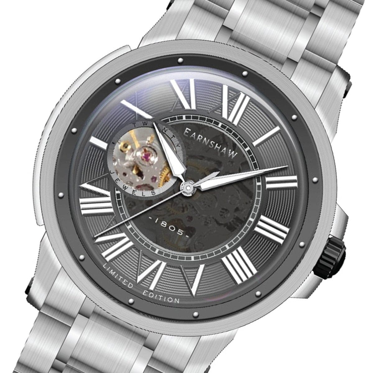 EARNSHAW Comet Limited Edition 20 Jewels Automatic Open Heart Watch For Men's -ES-8243-44