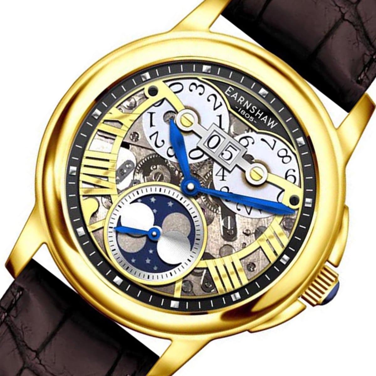 EARNSHAW Waterhouse Automatic Skeleton Moonphase Watch For Men's -ES-8245-04
