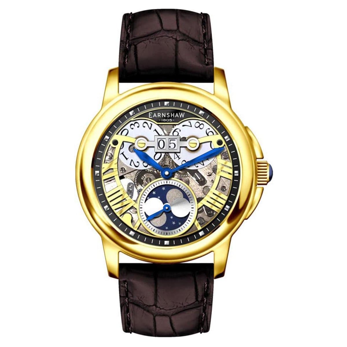 EARNSHAW Waterhouse Automatic Skeleton Moonphase Watch For Men's -ES-8245-04