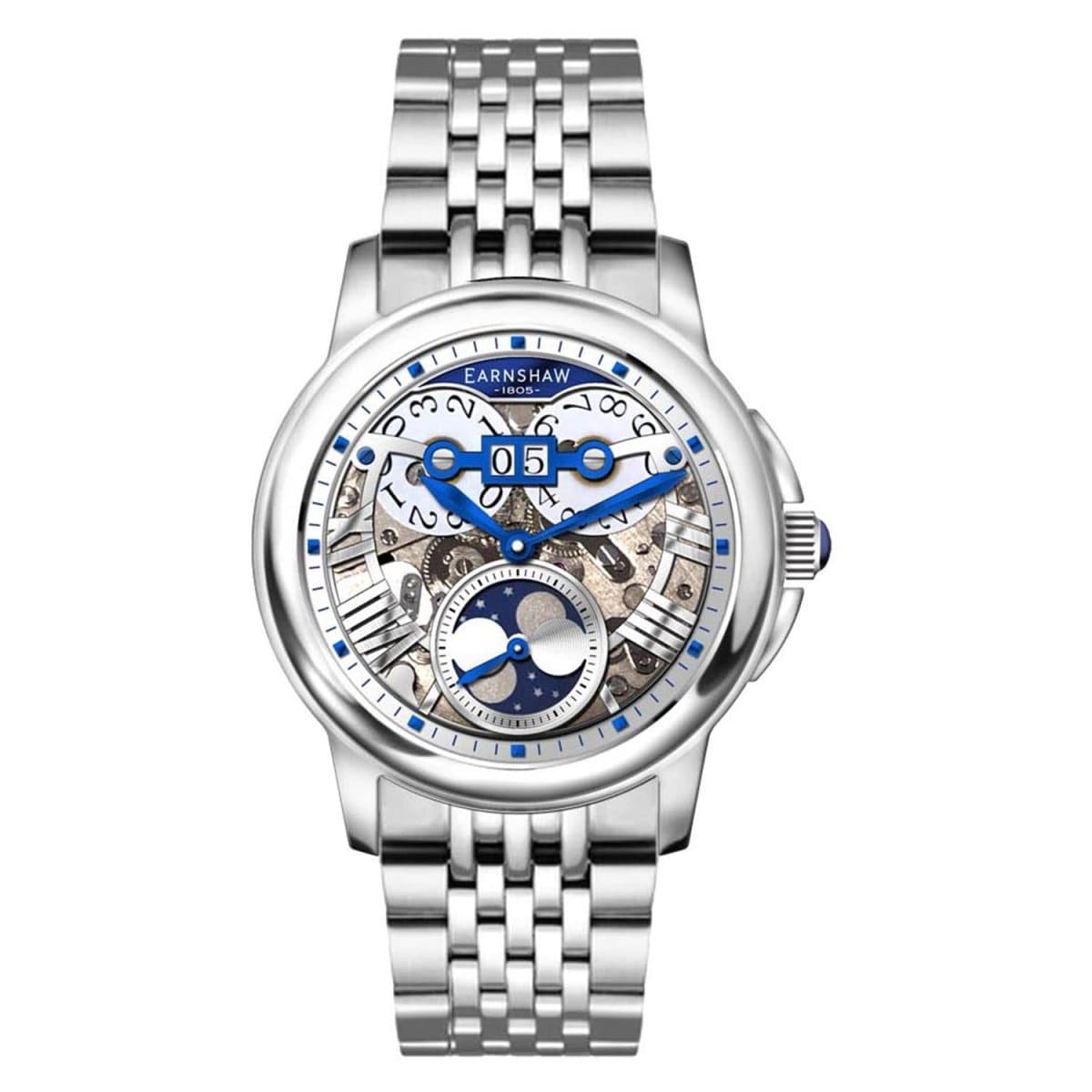 EARNSHAW Waterhouse Automatic Skeleton Moonphase Watch For Men's -ES-8245-11