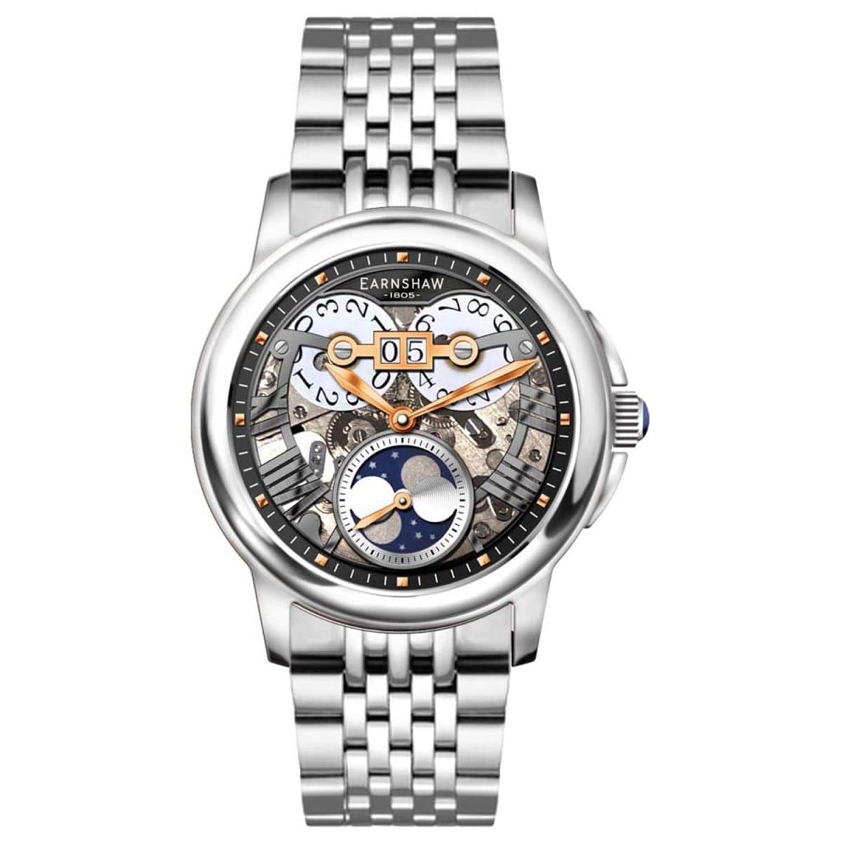 EARNSHAW Waterhouse Automatic Skeleton Moonphase Watch For Men's -ES-8245-33