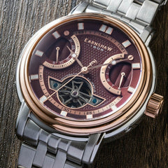 Earnshaw Retrograde Open Heart Automatic Red Round 33 Jewels Dial Men's Watch - ES-8184-77