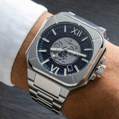 Earnshaw Armoury Automatic Skeleton Luminous Hand Black Square Dial Men's Watch - ES-8258-11