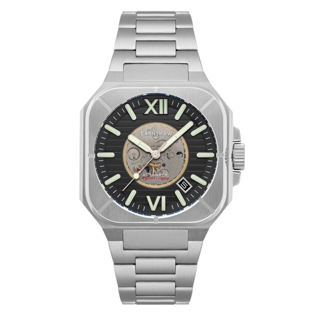 Earnshaw Armoury Automatic Skeleton Luminous Hand Black Square Dial Men's Watch - ES-8258-11