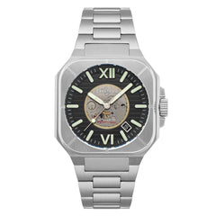 Earnshaw Armoury Automatic Skeleton Luminous Hand Black Square Dial Men's Watch - ES-8258-11