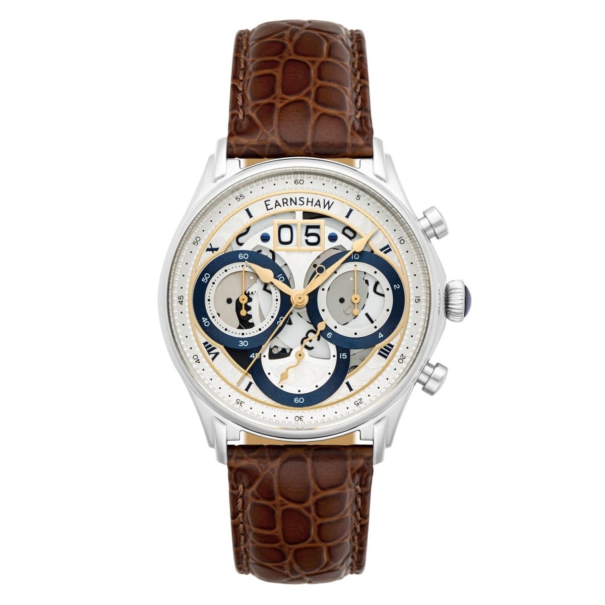 Earnshaw Nasmyth Grande Date Chronograph White Round Dial Men's Watch - ES-8260-01