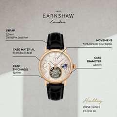 Earnshaw Halley Tourbillon Limited Edition Mechanical 80 Hour Power Reserve Men's Watch - ES-8262-06
