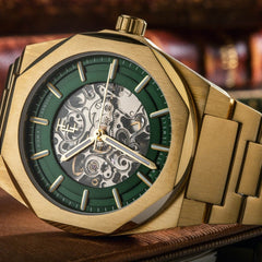 Earnshaw Fowler Skeleton Automatic Green Round 20 Jewels Dial Men's Watch - ES-8263-66