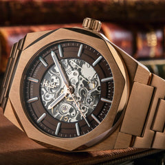 Earnshaw Fowler Skeleton Automatic Brown Round 20 Jewels Dial Men's Watch - ES-8263-88