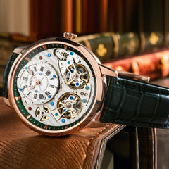 Earnshaw Indian Limited Edition Brewster Double Barrel Automatic Skeleton  Men's Watch with Winder Box - ES-8273-08-SET