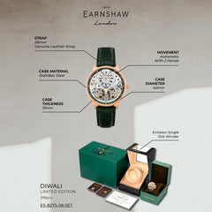 Earnshaw Indian Limited Edition Brewster Double Barrel Automatic Skeleton  Men's Watch with Winder Box - ES-8273-08-SET