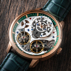 Earnshaw Indian Limited Edition Brewster Double Barrel Automatic Skeleton  Men's Watch with Winder Box - ES-8273-08-SET