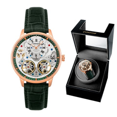 Earnshaw Indian Limited Edition Brewster Double Barrel Automatic Skeleton  Men's Watch with Winder Box - ES-8273-08-SET