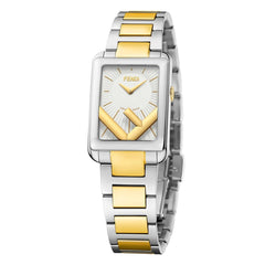 FENDI TIMEPIECES Run Away Analog White Rectangle Dial Women's Watch- F107020302