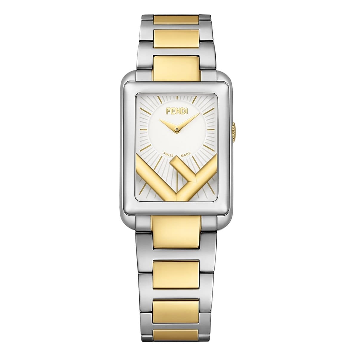 FENDI TIMEPIECES Run Away Analog White Rectangle Dial Women's Watch- F107020302