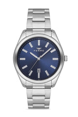 Ferro Quartz Blue Round Dial Men's Watch - F11160A-A3