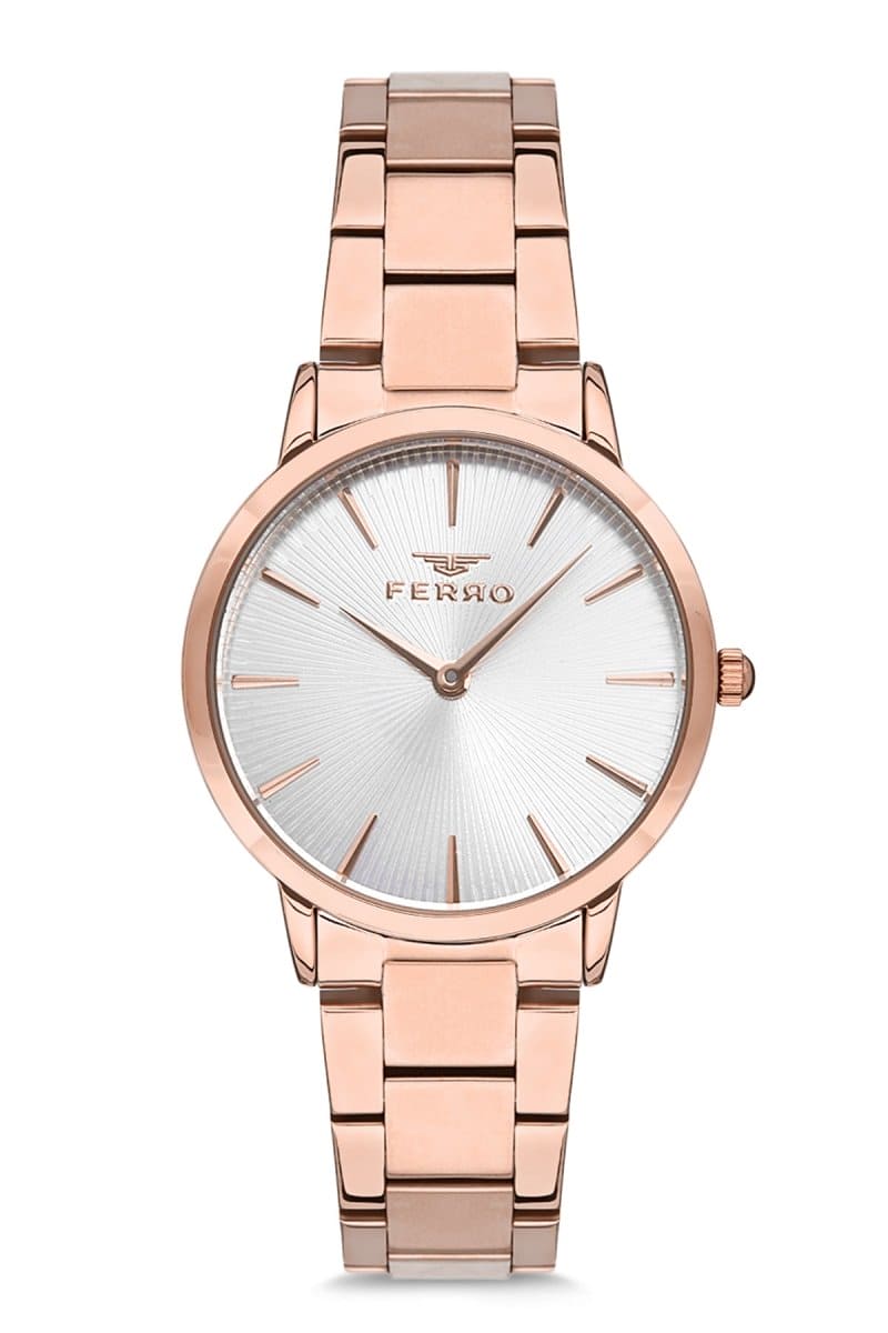 Ferro Quartz Silver Round Dial Women's Watch - F1928A-1025-C