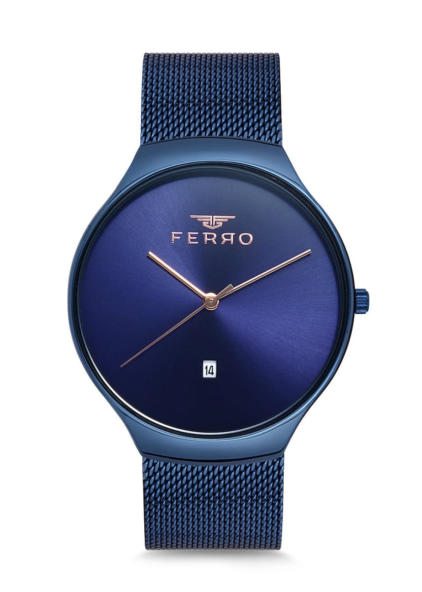 Ferro Lucca  Quartz Blue Round Dial Men's Watch - F1989C-941-H