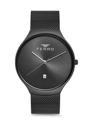 Ferro Lucca Quartz Black Round Dial Men's Watch - F1989C-941-V