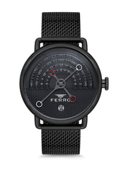 Ferro Analoge Black Round Dial Men's Watch -  F1995C-1042-G