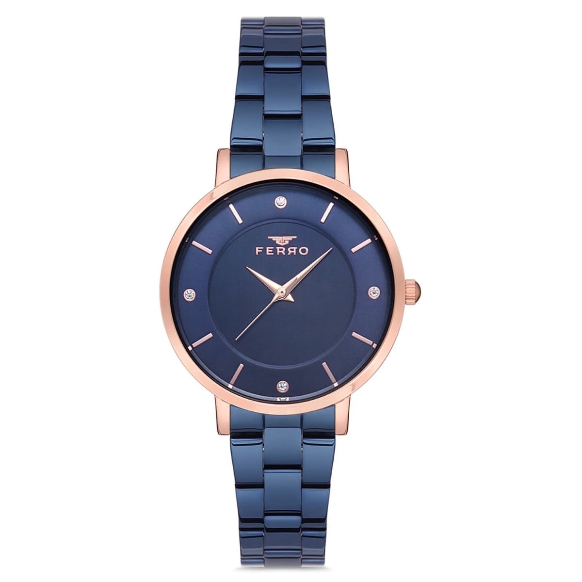 Ferro Analog Blue Round Dial Women's Watch - F21099A-T