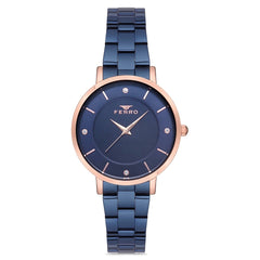 Ferro Analog Blue Round Dial Women's Watch -  F21099A-T