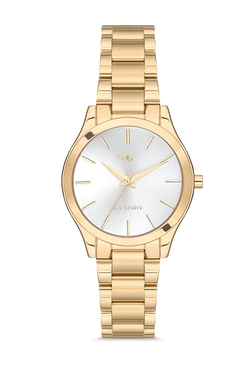 Ferro Quartz Silver Round Dial Women's Watch - F21121A-1153-B