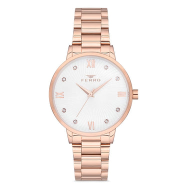 Ferro Analog Silver Round Dial Women's Watch - F21122A-1163-C