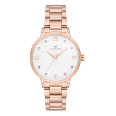 Ferro Analog Silver Round Dial Women's Watch -  F21122A-1163-C