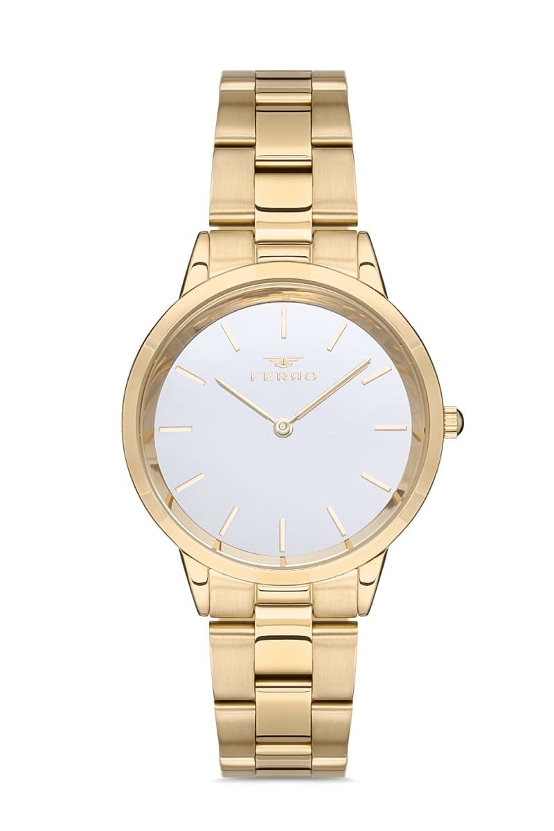 Ferro Quartz Silver Round Dial Women's Watch - F21124A-B