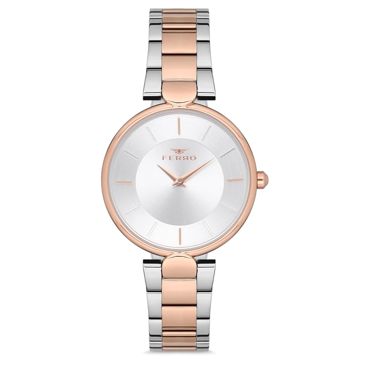 Ferro Analog Silver Round Dial Women's Watch - F21129A-E