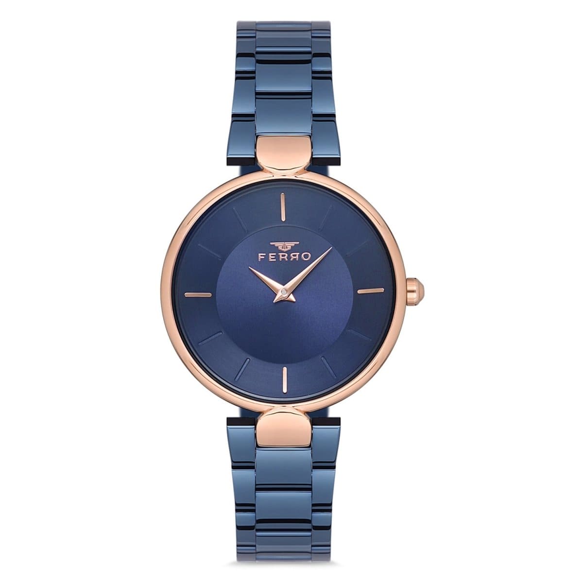 Ferro Analog Blue Round Dial Women's Watch - F21129A-T