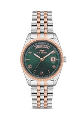 Ferro Quartz Green Round Dial Women's Watch - F21131A-E6
