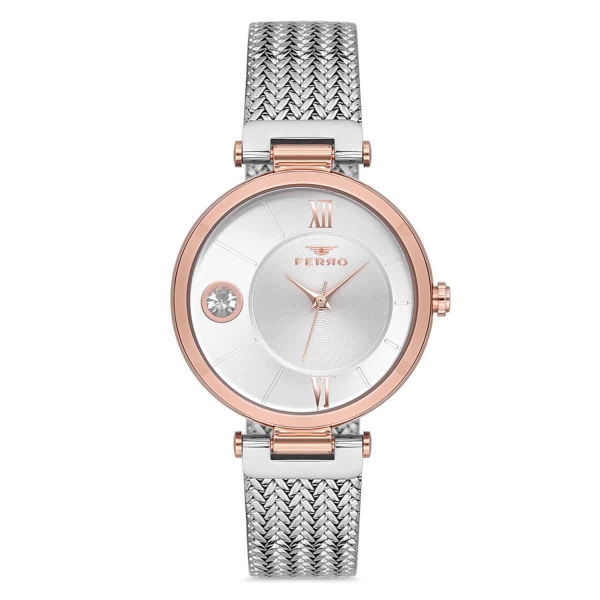 Ferro Analog Silver Round Dial Women's Watch - F21144C-E