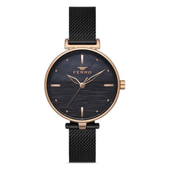 Ferro Analog Black Round Dial Women's Watch -  F21224C-R