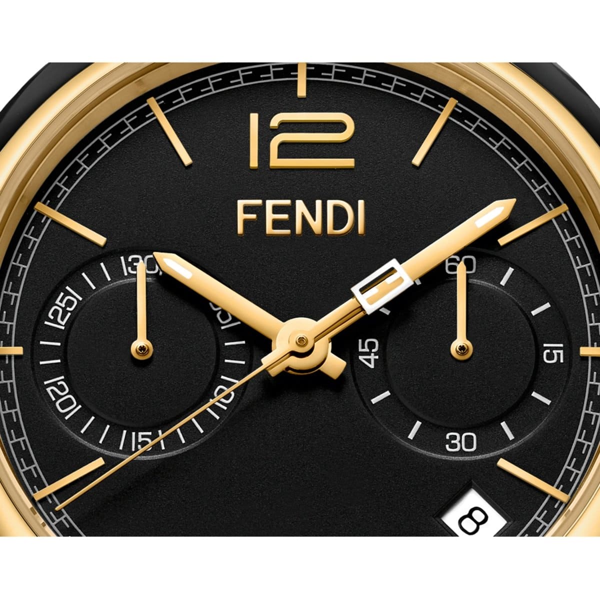 FENDI TIMEPIECES Momento Chronograph Black Round Dial Men's Watch- F219111000