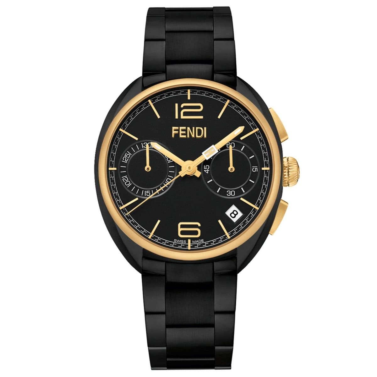 FENDI TIMEPIECES Momento Chronograph Black Round Dial Men's Watch- F219111000