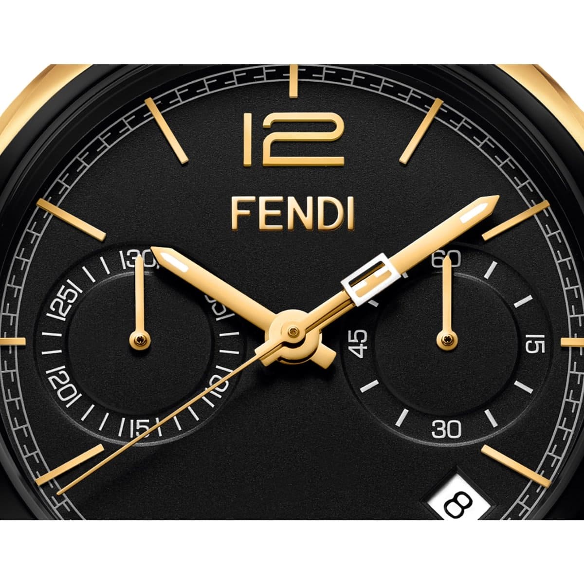 FENDI TIMEPIECES Momento Chronograph Black Round Dial Men's Watch- F219411000
