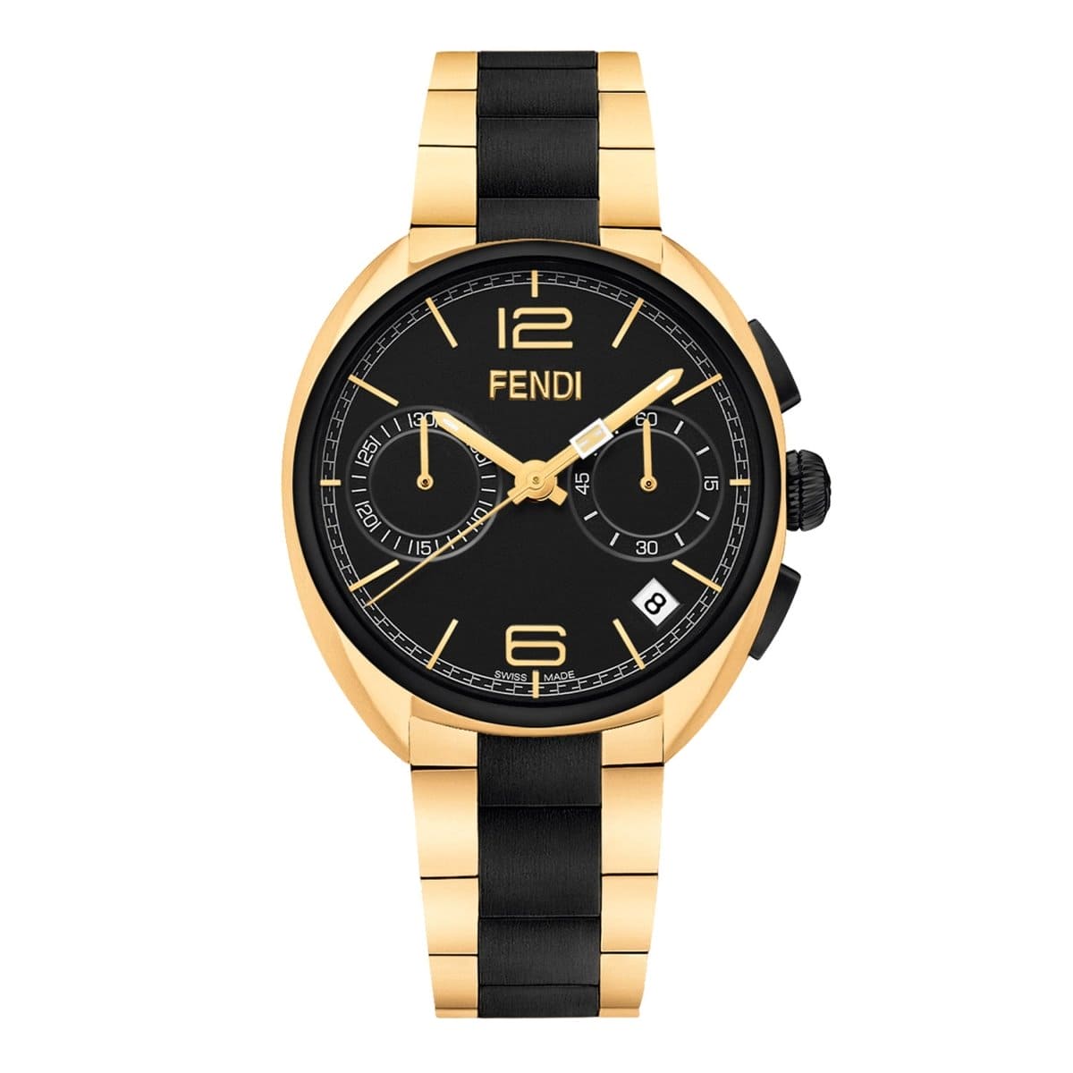 FENDI TIMEPIECES Momento Chronograph Black Round Dial Men's Watch- F219411000